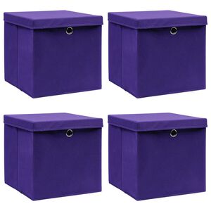 vidaXL S&auml;ilytyslaatikot kansilla 4 kpl 28x28x28 cm purppura