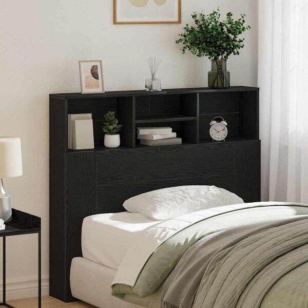 vidaXL P&auml;&auml;tykaappi Musta tammi. 120 x 19 x 103,5 cm Tekninen puu