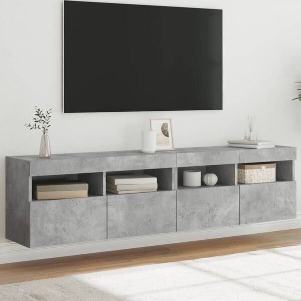 vidaXL TV-sein&auml;kaapit LED-valoilla 2 kpl betoninharmaa 80x30x40 cm