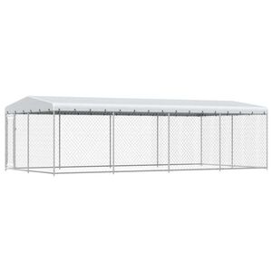 vidaXL Koiran ulkoh&auml;kki katoksella 7,6x3,8x2,3 m