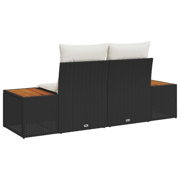 vidaXL Puutarhasohva Musta 184 x 62 x 85cm polyrottinki