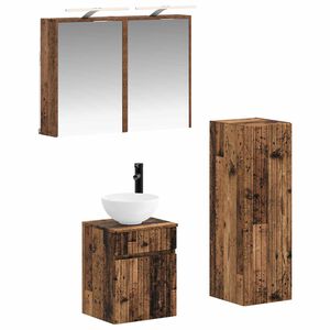 vidaXL Kylpyhuonekalustesetti 4 pcs Vanha puu Tekninen puu ja lasi