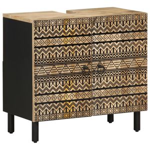 vidaXL Kylpyhuoneen pesuallaskaappi musta 62x33x58 cm t&auml;ysi mangopuu