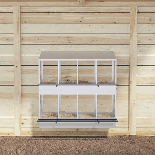 vidaXL Kananpesälaatikko 8 lokerolla galvanoitua hopeametallia