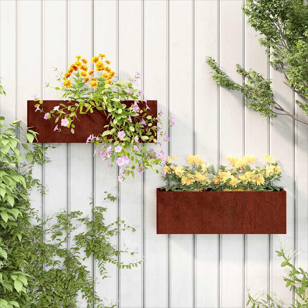 vidaXL Kukkalaatikot 2 kpl ruoste Corten ter&auml;s 53x10x17 cm