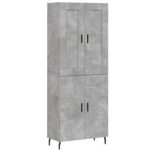 vidaXL Kaappi betoninharmaa 69,5x34x180 cm tekninen puu
