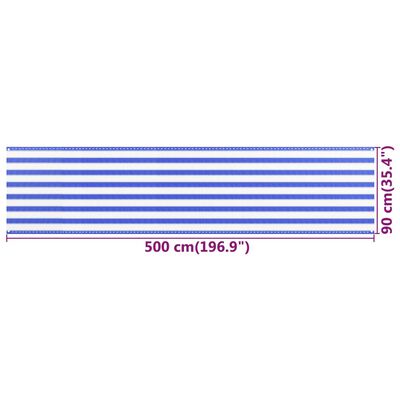 vidaXL Parvekkeen suoja sininen ja valkoinen 90x500 cm HDPE