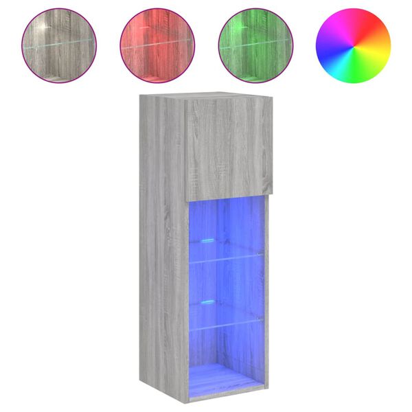 vidaXL TV-kaappi LED-valoilla harmaa Sonoma 30,5x30x90 cm