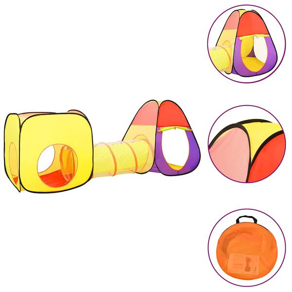 vidaXL Lasten leikkiteltta 250 pallolla monivärinen 255x80x100 cm