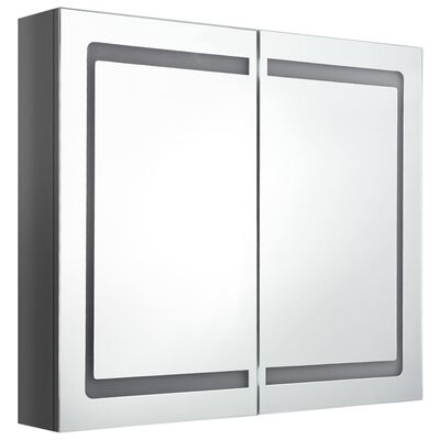 vidaXL LED kylpyhuoneen peilikaappi kiiltävä harmaa 80x12x68 cm