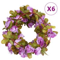 vidaXL Tekokukkaseppeleet 6 kpl vaalea violetti 250 cm