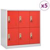 vidaXL Pukukaapit 5 kpl vaaleanharmaa ja punainen 90x45x92,5 cm ter&auml;s