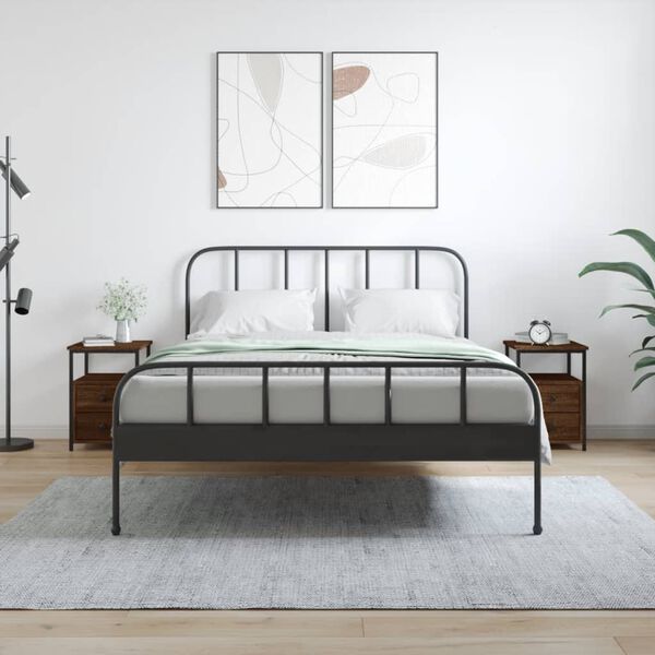 vidaXL Y&ouml;p&ouml;yd&auml;t 2 kpl ruskea tammi 34x35,5x50 cm tekninen puu