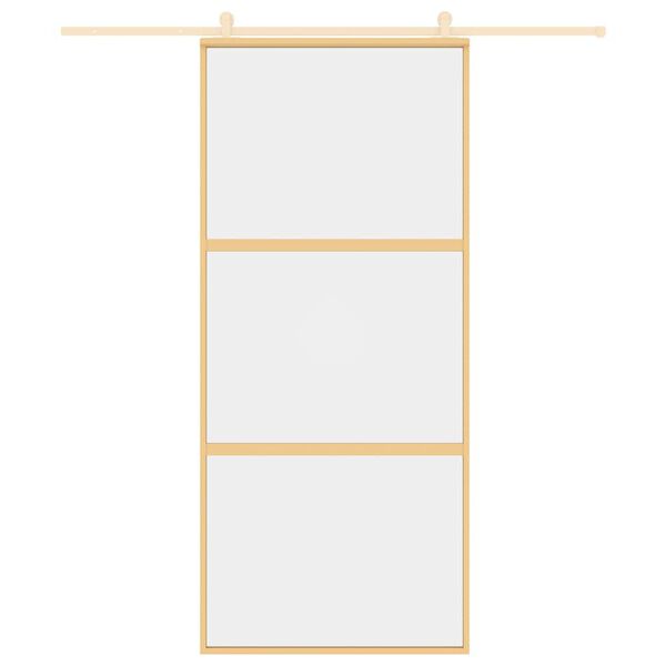 vidaXL Liukuovi kulta 90x205 cm kirkas ESG-lasi ja alumiini