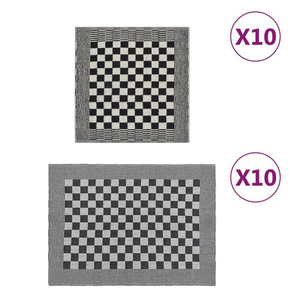 vidaXL Pyyhesetti 20 kpl mustavalkoinen puuvilla