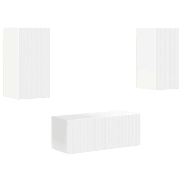 vidaXL TV-tasosetti Sein&auml;kiinnitett&auml;v&auml; 6 pcs Valkoinen Tekninen puu