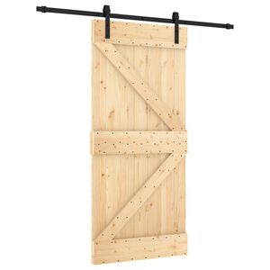 vidaXL Liukuovi 95 x 210 cm Massiivinen m&auml;nty (k&auml;sittelem&auml;t&ouml;n)