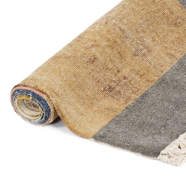 vidaXL K&auml;sinkudottu Kelim matto puuvilla 120x180 cm moniv&auml;rinen