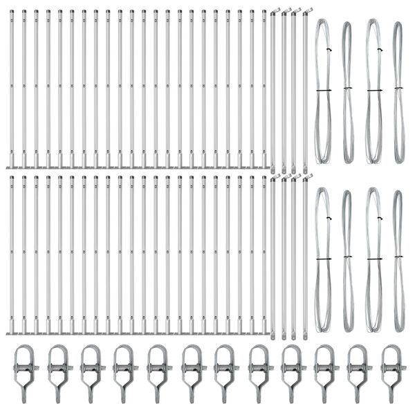 vidaXL Aitalatu Muut 52 pcs Harmaa Koko_v_3,2 x 3,2 x 50 cm Teräs