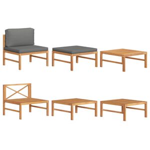 vidaXL 3-osainen Puutarhasohvasarja tummanharmaat tyynyt tiikki