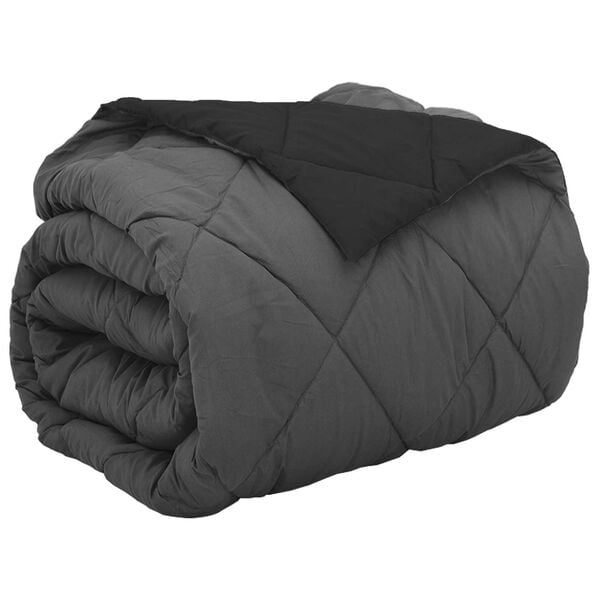 vidaXL Koko Vuoden Peitto Musta ja antrasiitti 240 x 200 cm Mikrokuitu