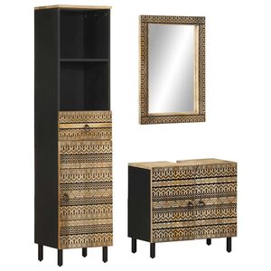 vidaXL 3-osainen Kylpyhuoneen kalustesarja t&auml;ysi mangopuu