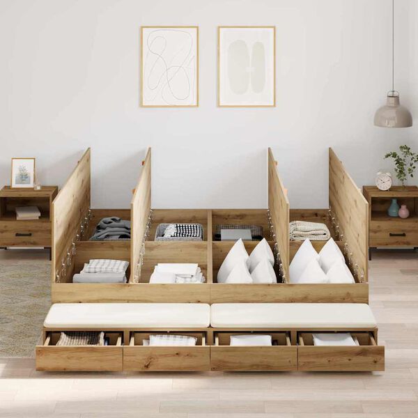 vidaXL S&auml;ilytystilallinen s&auml;ngynrunko Artisan tammi 200 cm