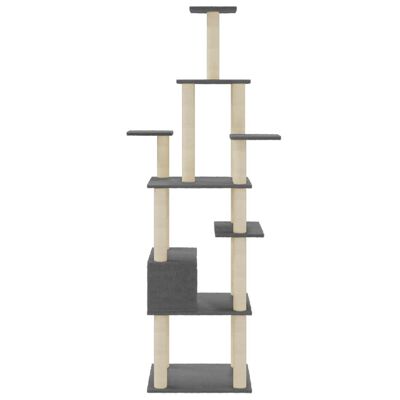 vidaXL Kissan kiipeilypuu sisal- raapimispylväillä tummanharmaa 183 cm