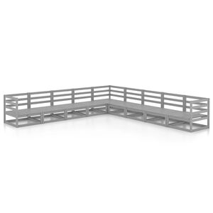 vidaXL 9-osainen puutarhasohvasarja harmaa t&auml;ysi m&auml;nty