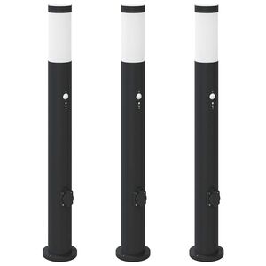 vidaXL Pollarivalaisimet anturilla ja pistorasialla 3 kpl 80 cm ruostumaton ter&auml;s IP44