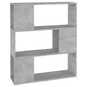 vidaXL Kirjahylly/tilanjakaja betoninharmaa 80x24x94 cm lastulevy