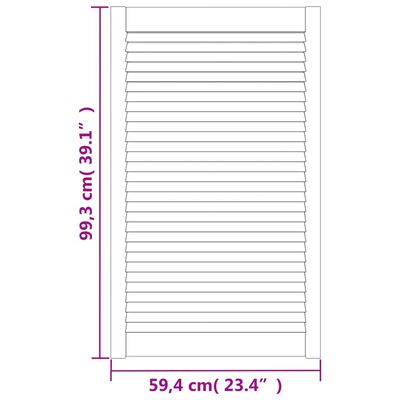 vidaXL Kaapin ovet sälemuotoilu 2 kpl valk. 99,3x59,4 cm täysi mänty