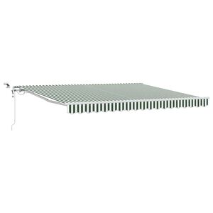vidaXL Vedett&auml;v&auml; markiisi Vihre&auml; ja valkoinen 400 &times; 300 cm Polyesteri