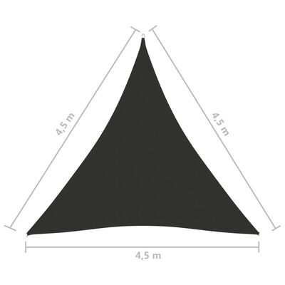 vidaXL Aurinkopurje Oxford-kangas kolmio 4,5x4,5x4,5 m antrasiitti
