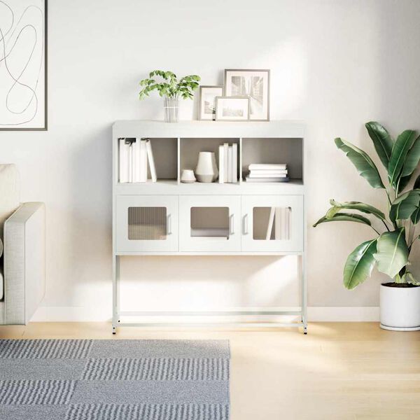 vidaXL Senkki valkoinen 100,5x39x107 cm kylmävalssattu teräs