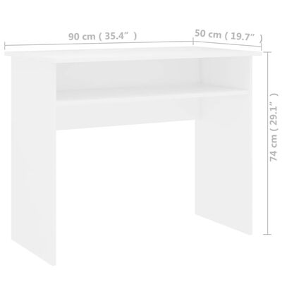 vidaXL Työpöytä valkoinen 90x50x74 cm tekninen puu