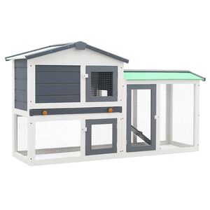 vidaXL Suuri kanin ulkokoppi harmaa ja valkoinen 145x45x84 cm puu