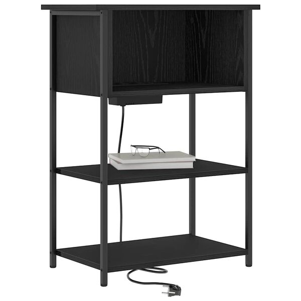 vidaXL Y&ouml;p&ouml;yt&auml;kaappi Musta tammi. 55 x 31 x 76 cm Tekninen puu