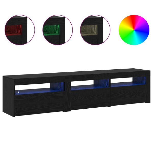 vidaXL TV-kaappi 2 pcs Musta tammi. 180 x 35 x 40 cm Tekninen puu