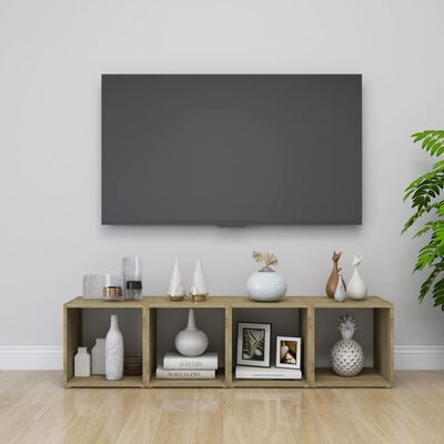 vidaXL TV-taso valkoinen ja Sonoma-tammi 37x35x37 cm lastulevy