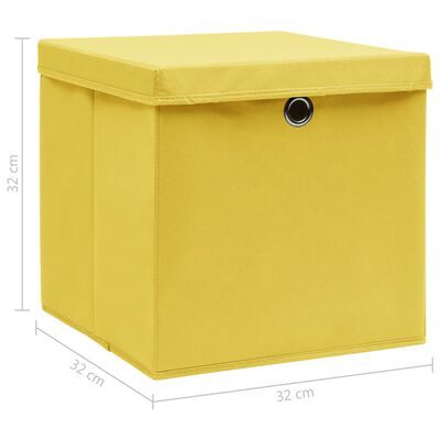 vidaXL Säilytyslaatikot kansilla 10 kpl keltainen 32x32x32 cm kangas