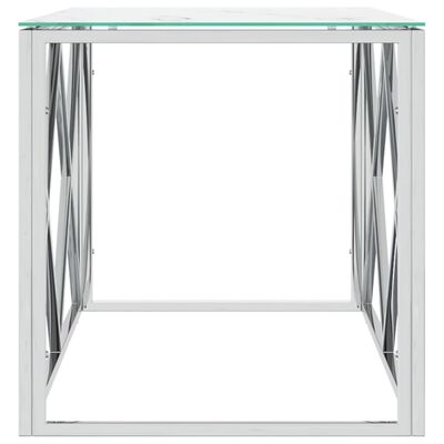 vidaXL Sohvapöytä 110x45x45 cm ruostumaton teräs ja lasi