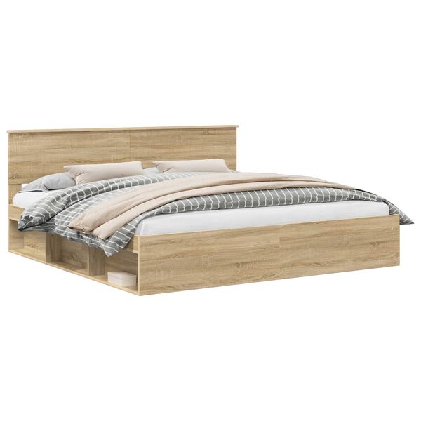 vidaXL S&auml;ngyn runko p&auml;&auml;tyll&auml; Sonoma 200 x 200 cm Massiivinen m&auml;nty