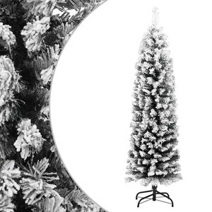 vidaXL Kapea tekojoulukuusi lumihuurteella vihre&auml; 120 cm PVC
