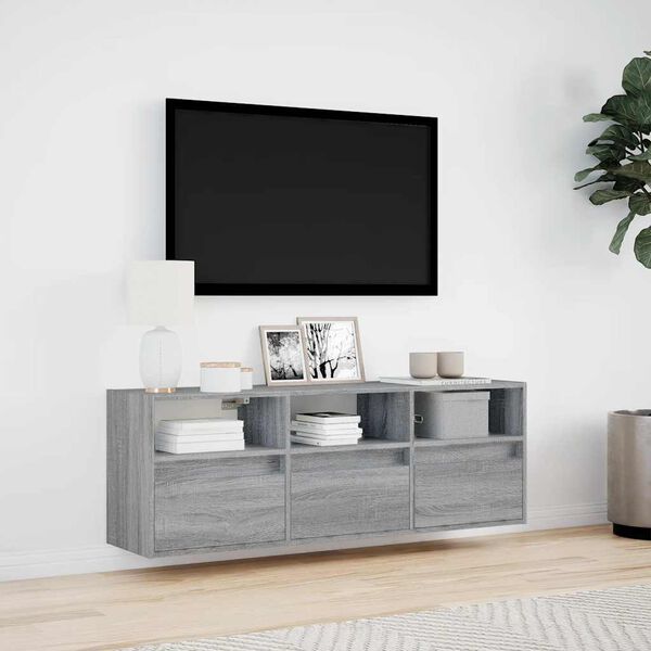 vidaXL TV-sein&auml;kaappi LED-valoilla harmaa Sonoma 130x31x45 cm