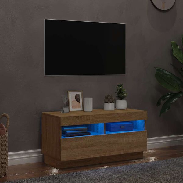 vidaXL TV-taso LED-valoilla Sonoma-tammi 80x35x40 cm