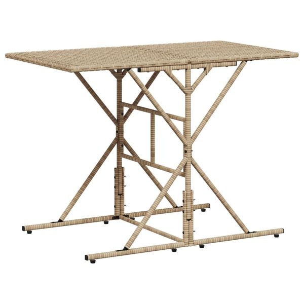 vidaXL 7-osainen Ulkoruokailuryhmä tyynyillä beige polyrottinki