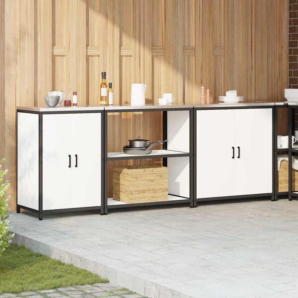 vidaXL Keitti&ouml;n s&auml;ilytyssarja hyllyll&auml; Muut 3 pcs Valkoinen Ter&auml;s