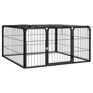 vidaXL Koiranh&auml;kki 4 paneelia musta 100x50 cm jauhemaalattu ter&auml;s