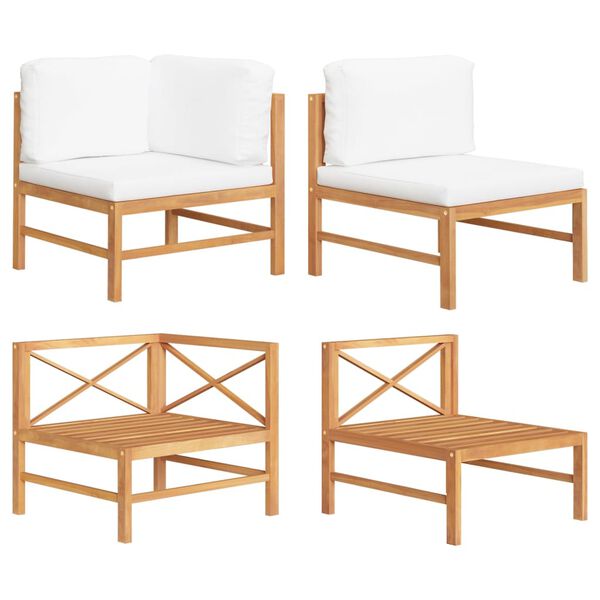 vidaXL 2-osainen Puutarhaistuinsarja kermanv&auml;riset tyynyt t&auml;ysi tiikki